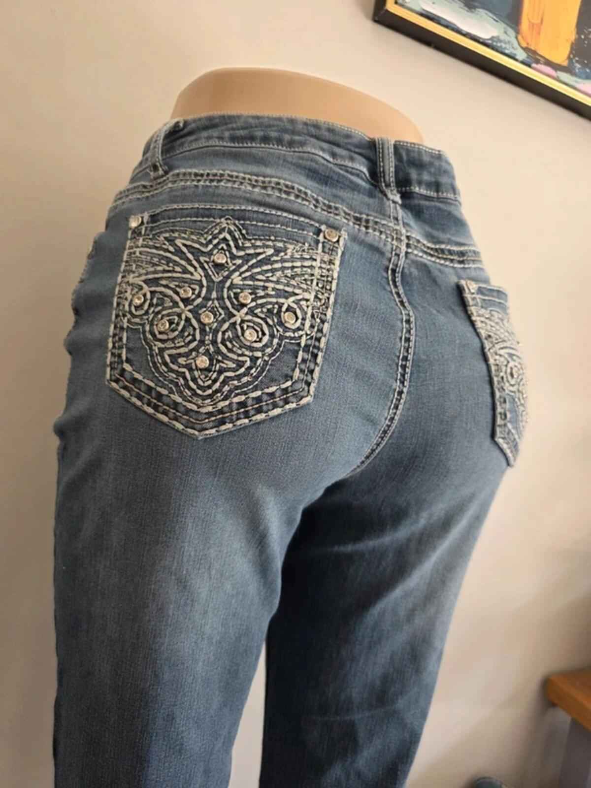 Vintage Y2K Earl Jeans Mid Rise Straight Bling Jeans UK Size 10
