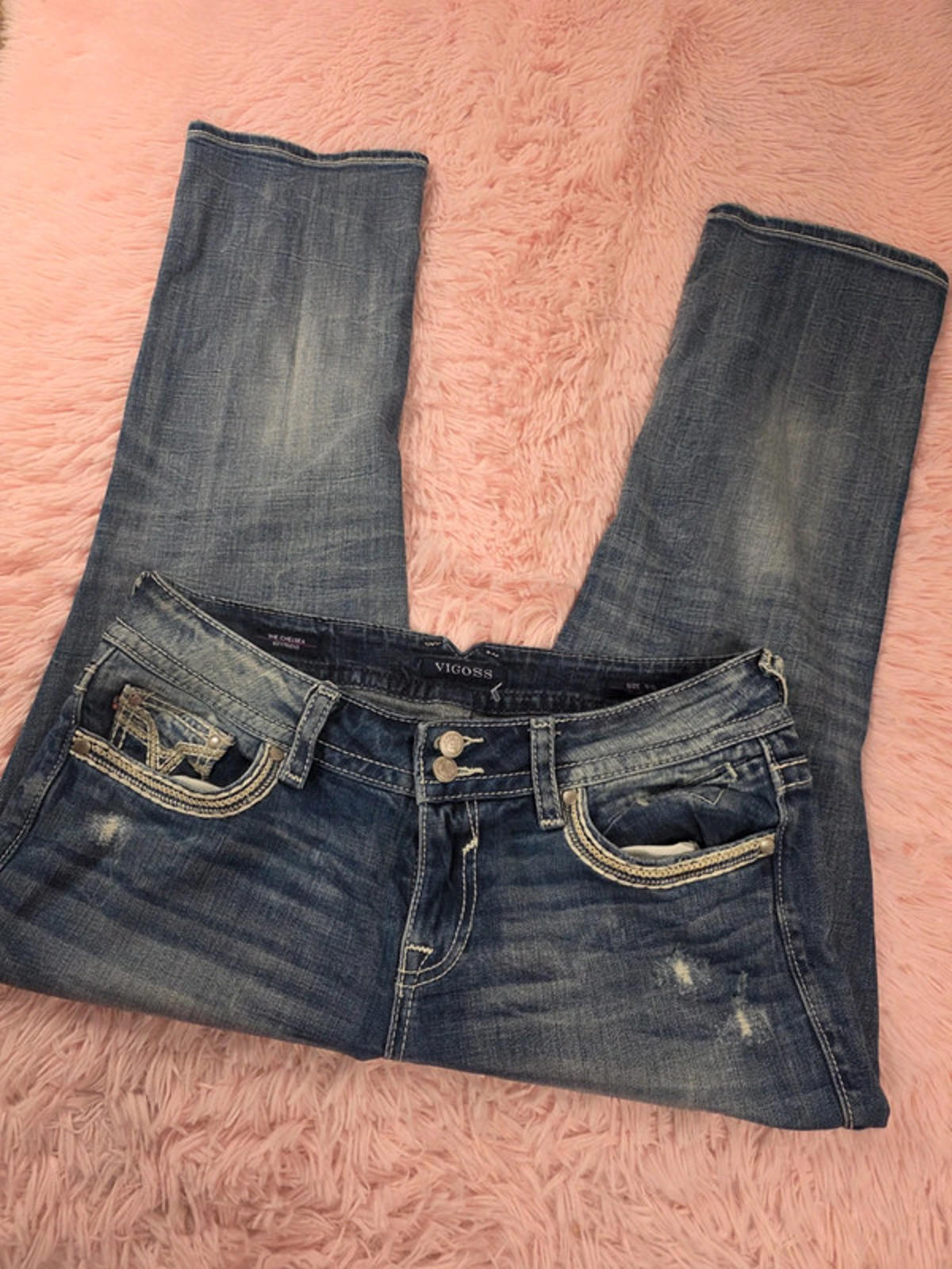 Vintage Y2K Vigoss The Chelsea Boyfriend Mid Rise Jeans UK Size 16 Petite