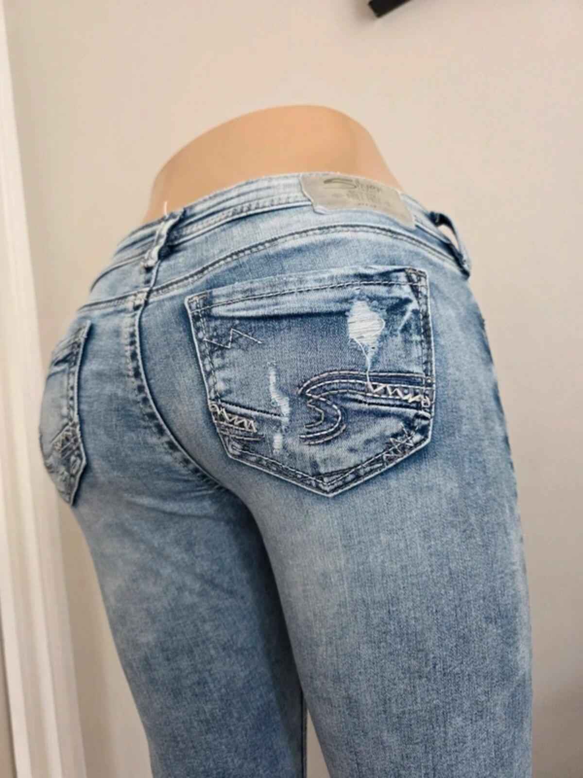 Vintage Y2K Silver Jeans Co Low Rise Skinny Jeans UK Size 6