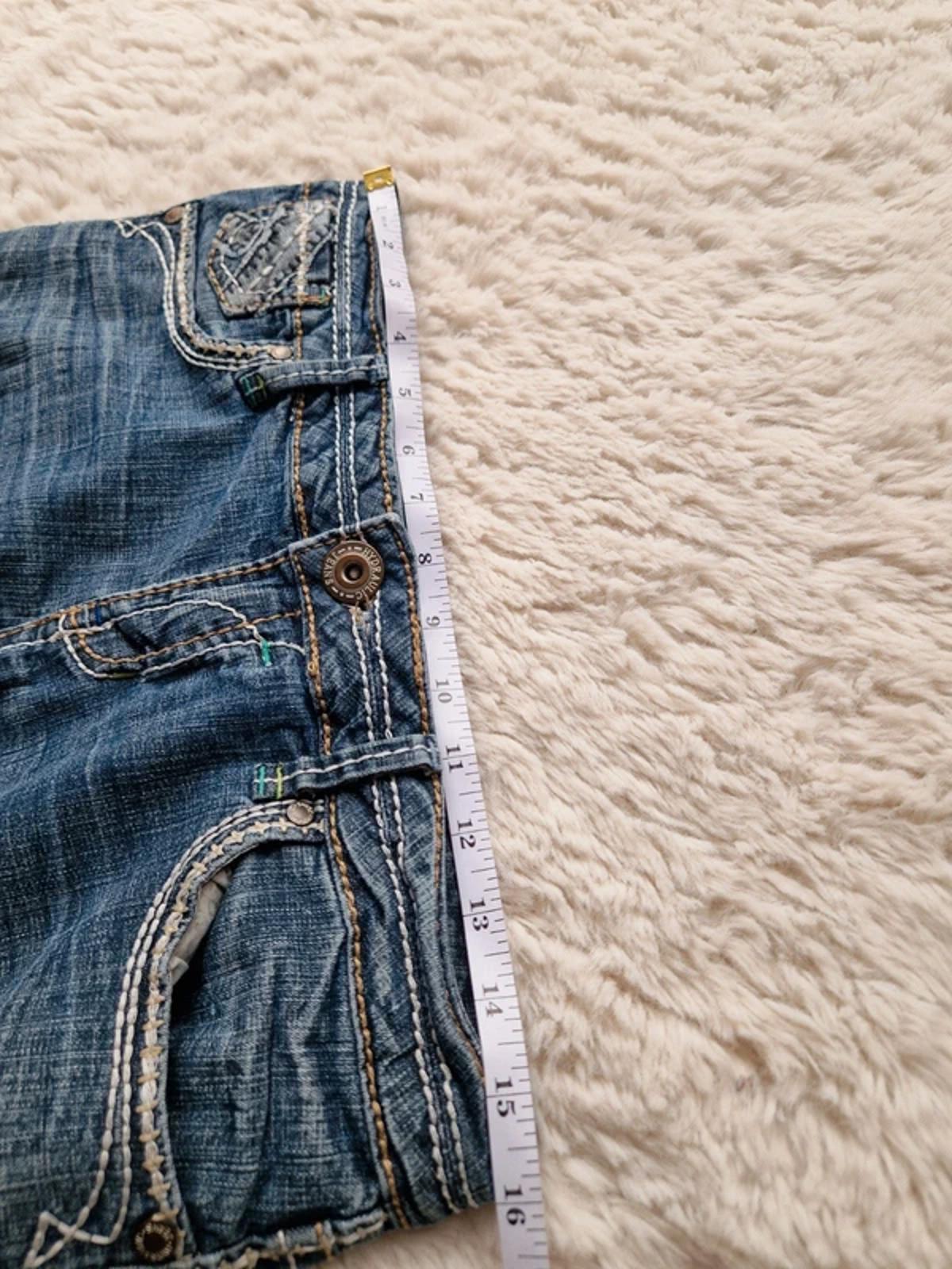 Y2K "Hydraulic" Low Rise Cropped Straight Cute Pocket Detail Indie Grunge Denim UK 12
