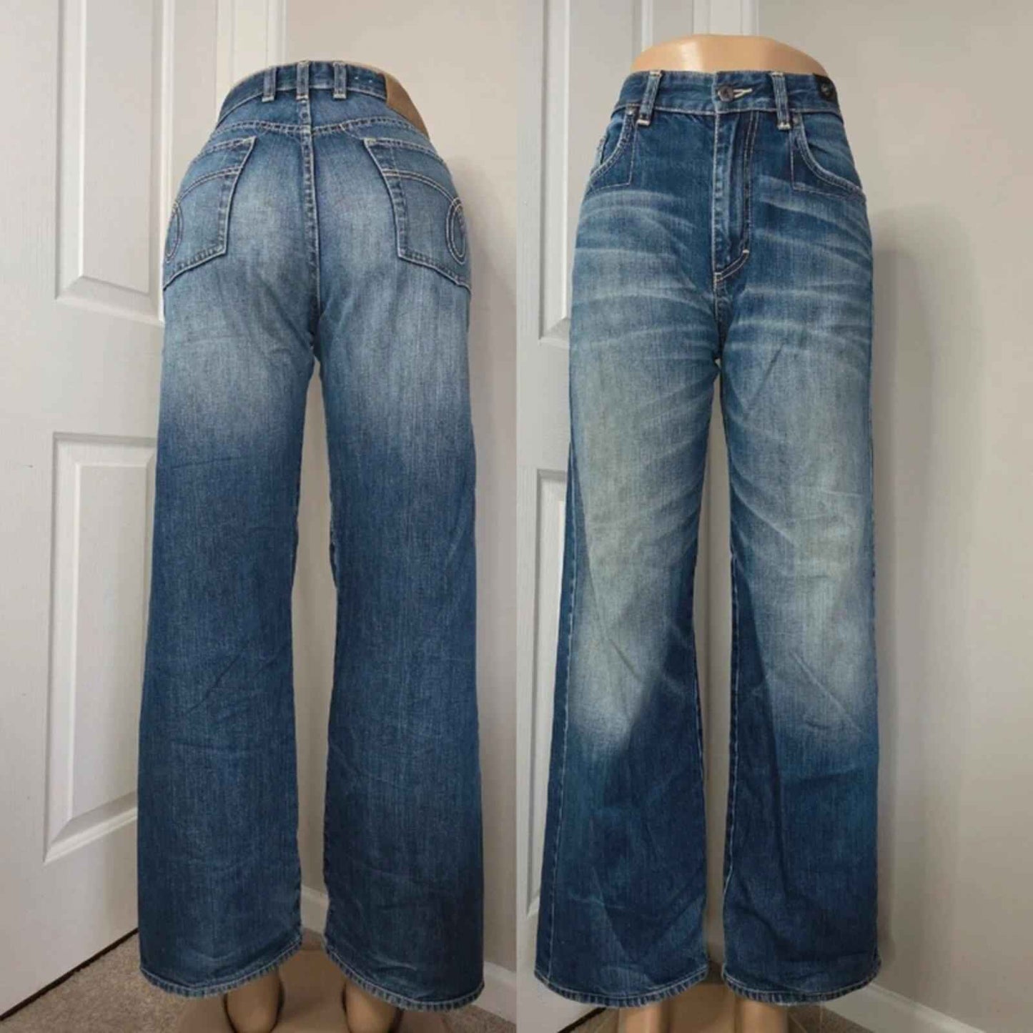 Calvin Klein Mid Rise Relaxed Wide Leg Jeans UK Size 10 Petite