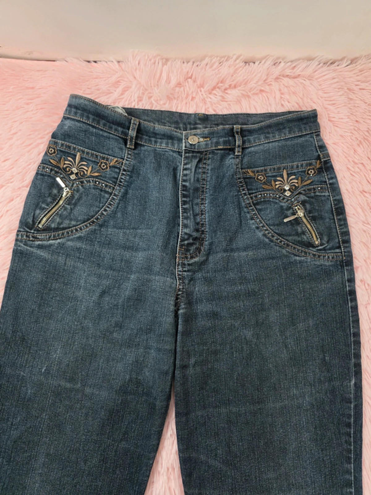 Vintage Y2K I. Quing Mid Rise Jeans UK Size 10 Petite