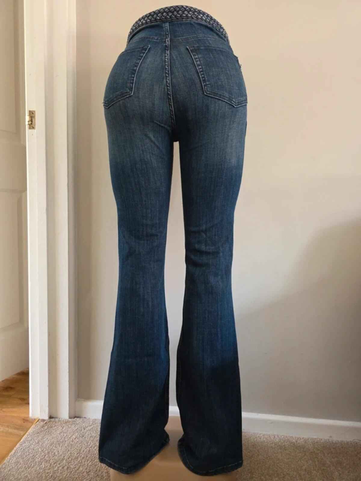 Never Denim High Rise Flared Vintage Y2K Jeans UK Size 8 tall
