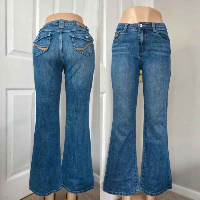 Arizona Mid Rise Flared Vintage Y2K Jeans UK Size 8 Petite