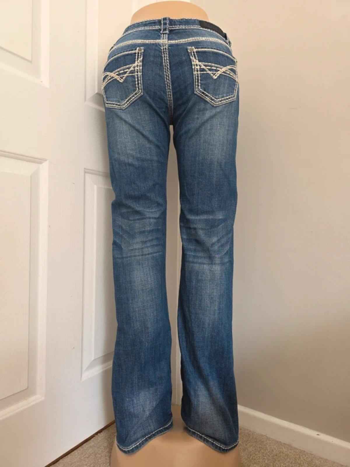 Rock & Roll Cowgirl Low Rise Relaxed Bootcut Vintage Y2K Jeans UK Size 8/10 Tall