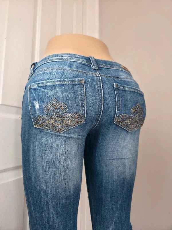 Almost Famous Ultra Low Rise Bootcut Vintage Y2K Jeans UK Size 6