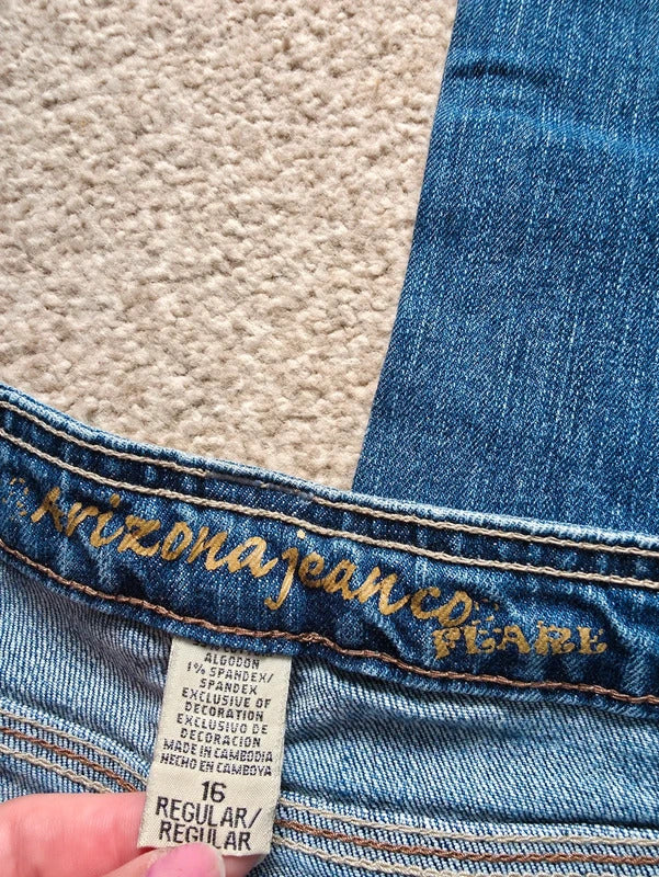Arizona Mid Rise Flared Vintage Y2K Jeans UK Size 8 Petite