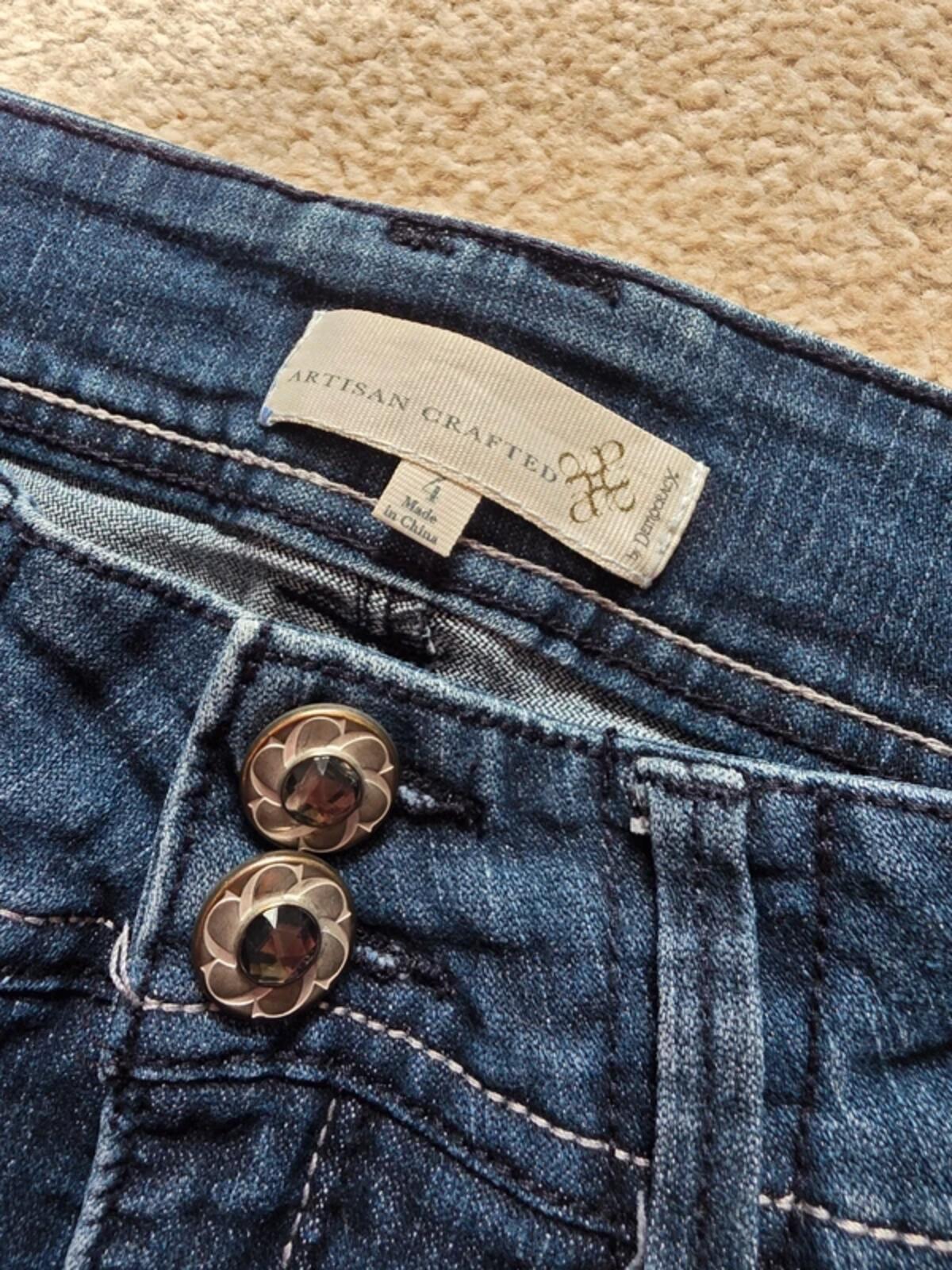 Vintage Y2K Artisan Crafted Mid Rise Bootcut Jeans UK Size 8/10 Petite