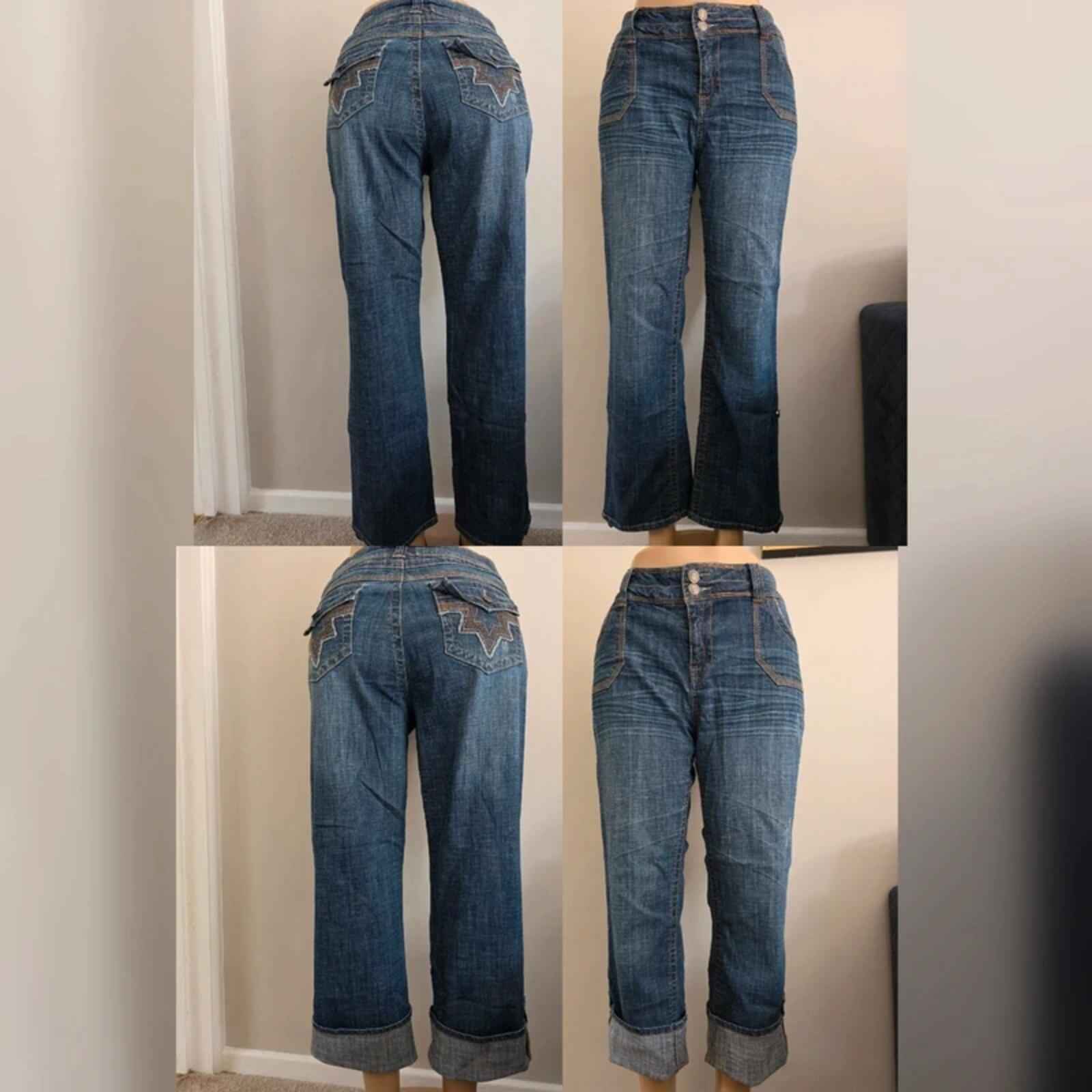 Hydraulic Vintage Y2K Mid Rise Flared Capri Convertible Jeans UK Size 18 Petite