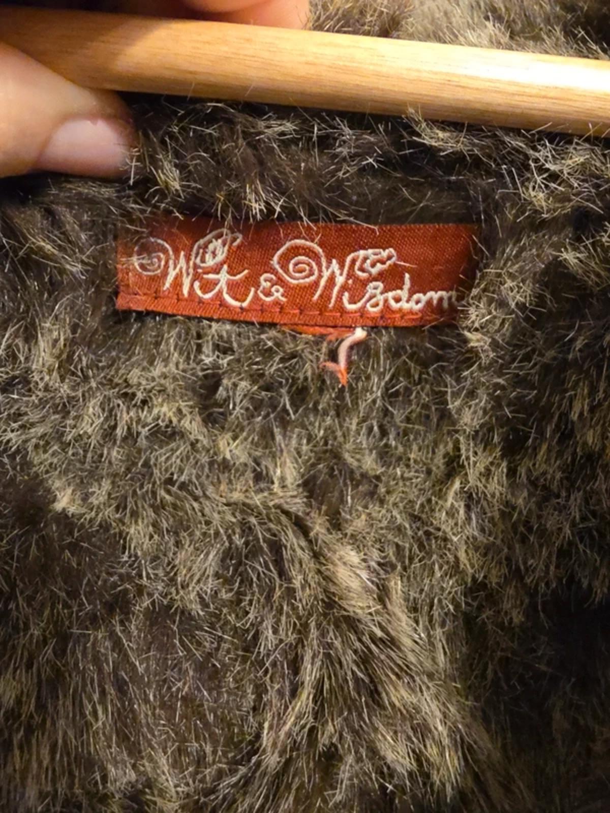 Y2K Brown Faux Wit & Wisdom Shearling Penny Lane Coat With Fur Trim UK Size 14