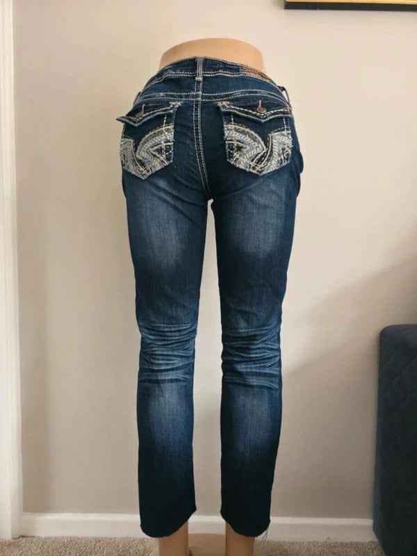 1st Kiss Low Rise Cropped Vintage Y2K Jeans UK Size 8/10