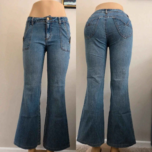 Capucino Mid Rise Flared Vintage Y2K Jeans UK Size 8 Petite