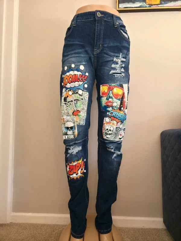 Rutherford Tall Skinny Printed Jeans UK Size 14