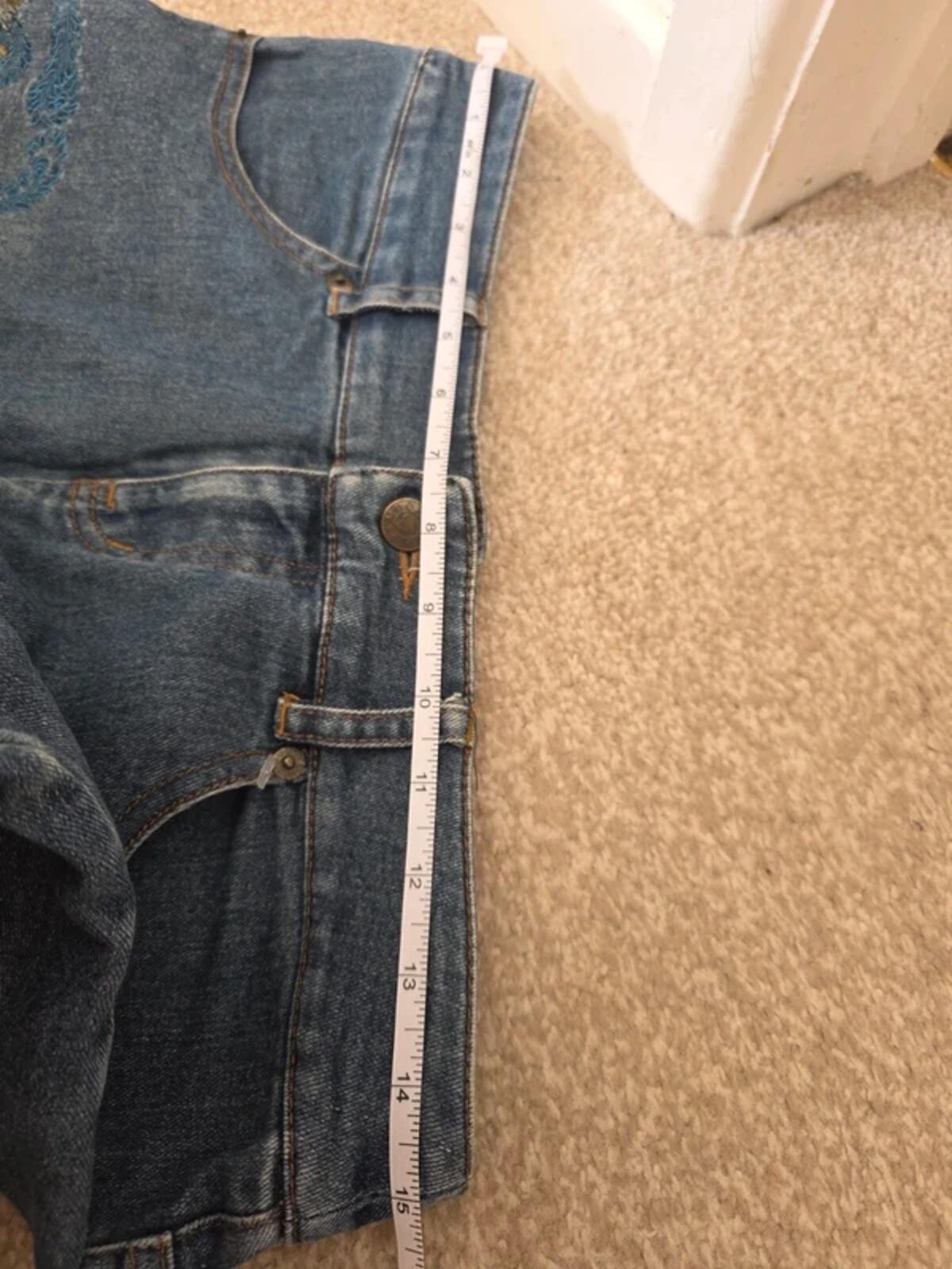 Moss Club Low Rise Embroidered Vintage Y2K Jeans UK Size 8