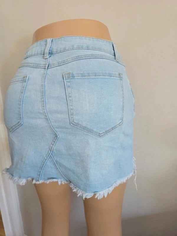 Rewash Vintage Y2K Light Wash Denim Mini Skirt UK Size 6